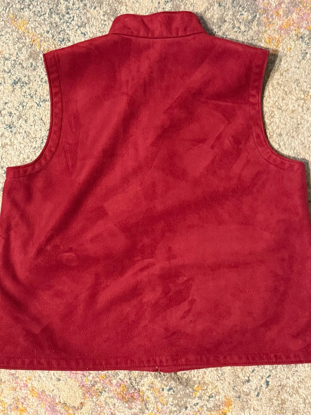 Talbots Deep Red/Burgundy Sleeveless Faux Suede Zip FrontVest w/ Front Pocket M - Picture 6 of 7